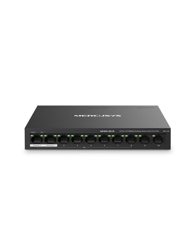 Switch|MERCUSYS|MS110P|Desktop/pedestal|10x10Base-T / 100Base-TX|PoE+ ports 8|MS110P