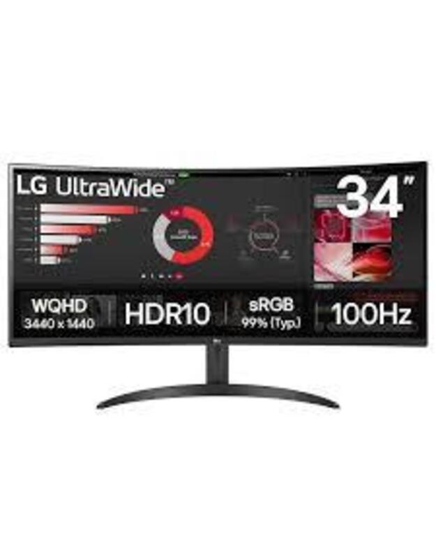 LCD Monitor|LG|34 |Curved/21 : 9|Panel VA|3440x1440|21:9|100 Hz|5 ms|Tilt|34WR50QK-B