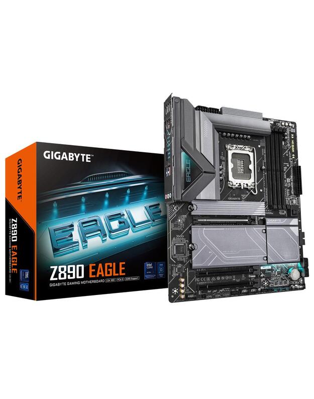 Mainboard|GIGABYTE|Intel Z890|LGA1851|ATX|Memory DDR5|Memory slots 4|2xPCI-Express 4.0 4x	|1xPCI-Express 5.0 16x|4xM.2|1xDisplayPort|4xUSB 2.0|5xUSB 3.2|1xUSB-C|1xRJ45|3xAudio port|Z890EAGLE