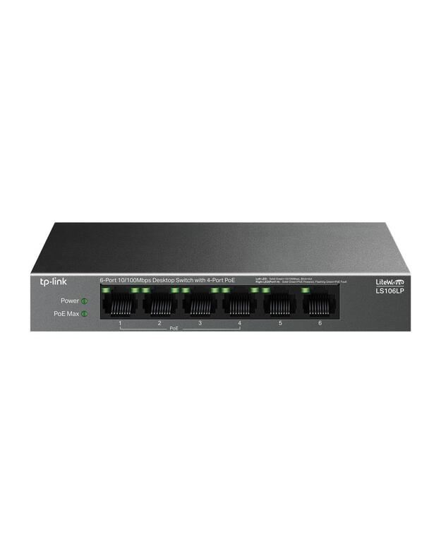 Switch|TP-LINK|LS106LP|Desktop/pedestal|6x10Base-T / 100Base-TX|PoE ports 4|LS106LP