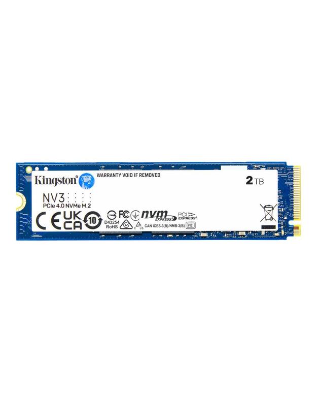 SSD|KINGSTON|NV3|2TB|M.2|PCIE|NVMe|3D NAND|Write speed 5000 MBytes/sec|Read speed 6000 MBytes/sec|TBW 640 TB|MTBF 200000 hours|SNV3S/2000G