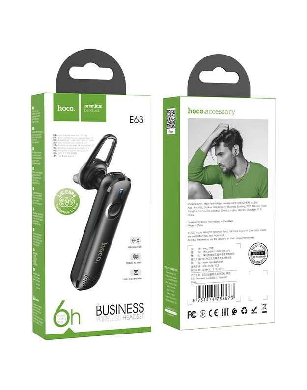  Hoco E63 Diamond belaidė bluetooth laisvų rankų įranga, juoda