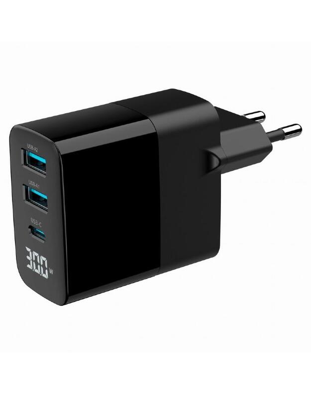 CHARGER USB 30W 3PORT/TA-UC-PDQC30LCD-BK-02 GEMBIRD