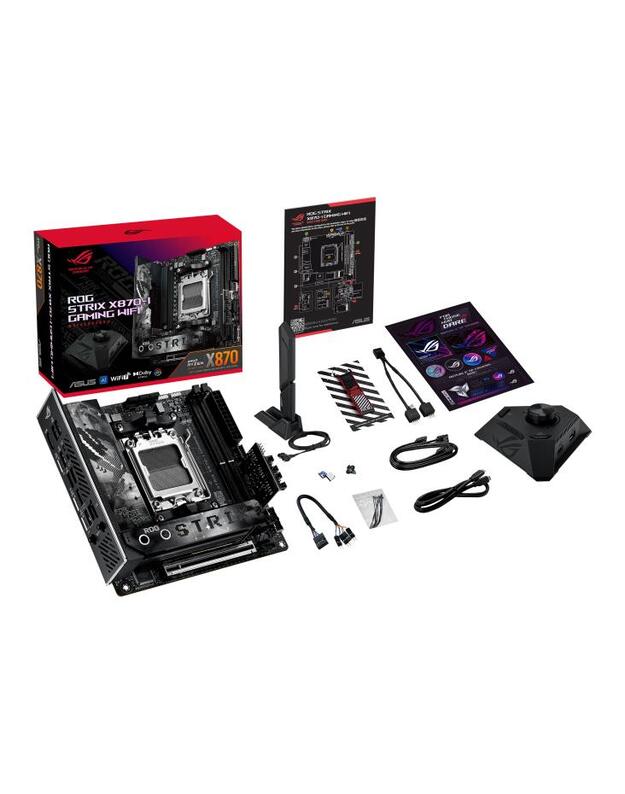 Mainboard|ASUS|AMD X870|SAM5|Mini-ITX|Memory DDR5|Memory slots 2|1xPCI-Express 4.0 16x|1xPCI-Express 5.0 16x|2xM.2|1xHDMI|3xUSB 3.0|4xUSB 3.2|1xUSB-C|2xUSB4|1xRJ45|ROGSTRIXX870-IGAMWIFI