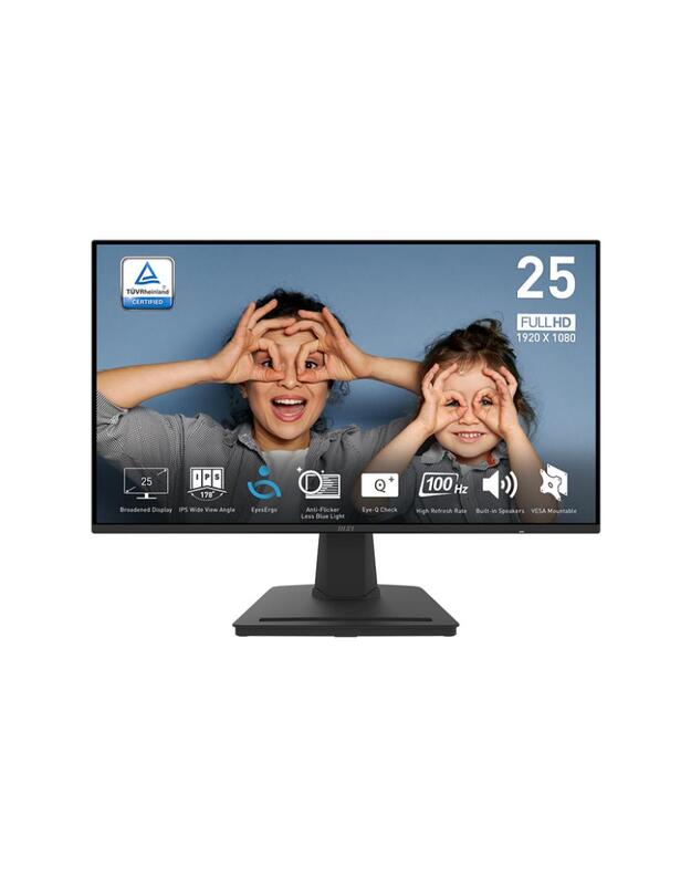 LCD Monitor|MSI|PRO MP252|24.5 |Panel IPS|1920x1080|16:9|100Hz|Matte|1 ms|Speakers|Tilt|Colour Black|PROMP252