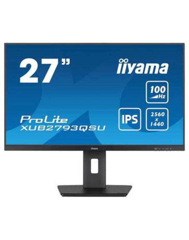 LCD Monitor|IIYAMA|27 |Business|Panel IPS|2560x1440|16:9|100Hz|Matte|1 ms|Speakers|Swivel|Pivot|Height adjustable|Tilt|Colour Black|XUB2793QSU-B6