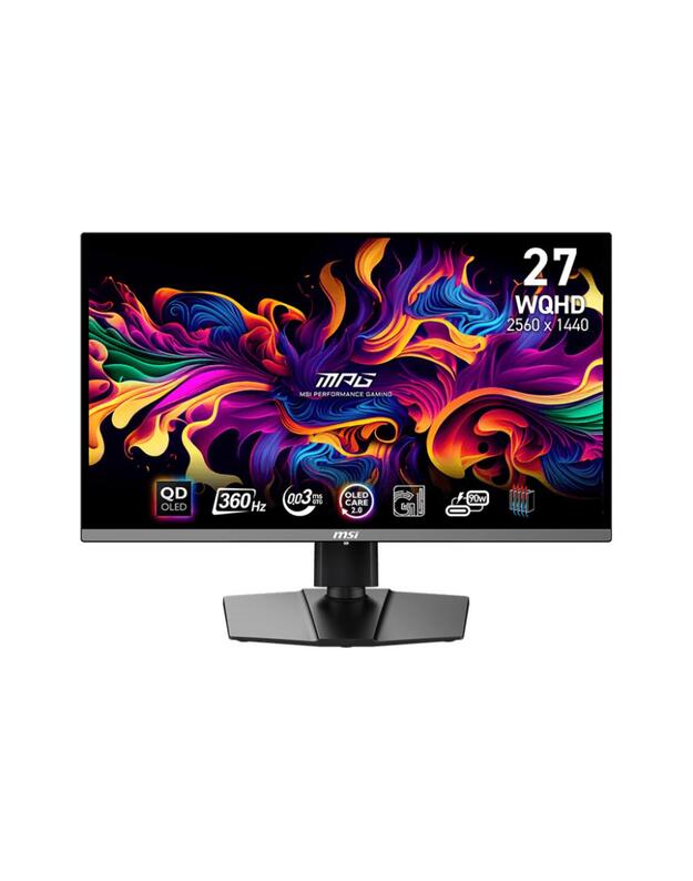 Monitor|MSI|MPG 271QRX QD-OLED|26.5 |Gaming|Panel QD-OLED|2560x1440|16:9|360Hz|Matte|0.03 ms|Swivel|Pivot|Height adjustable|Tilt|Colour Black|MPG271QRXQD-OLED