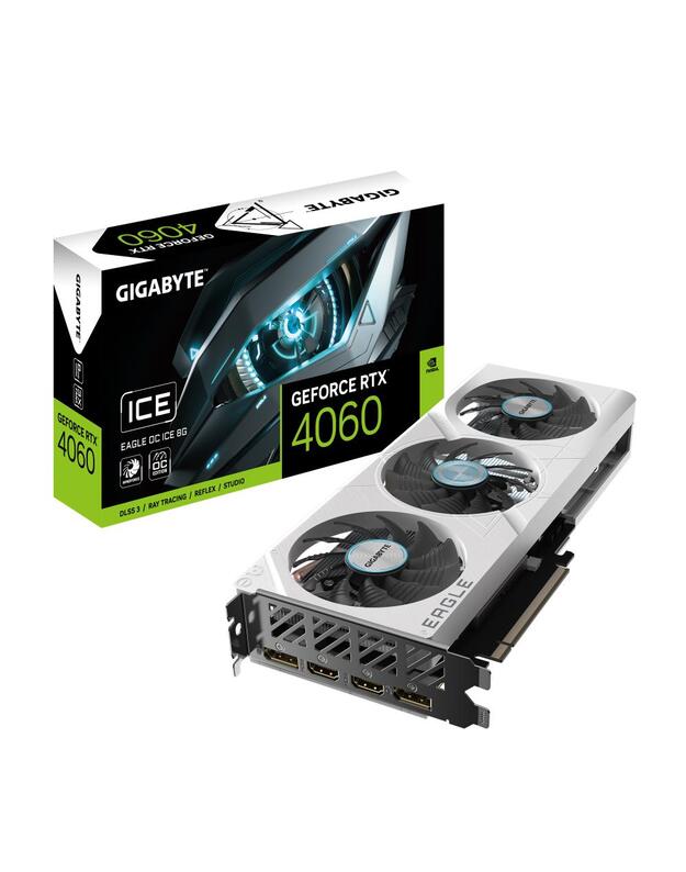 Graphics Card|GIGABYTE|NVIDIA GeForce RTX 4060|8 GB|GDDR6|128 bit|PCIE 4.0 16x|GPU 2505 MHz|2xHDMI|2xDisplayPort|GV-N4060EAGLEOCICE-8GD