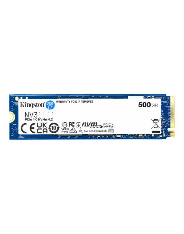 SSD|KINGSTON|NV3|500GB|M.2|PCIE|NVMe|3D NAND|Write speed 3000 MBytes/sec|Read speed 5000 MBytes/sec|TBW 160 TB|MTBF 200000 hours|SNV3S/500G