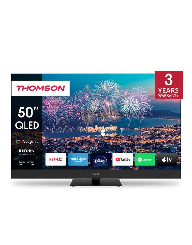 TV Set|THOMSON|50 |4K/Smart|QLED|3840x2160|Wireless LAN|Bluetooth|Google TV|Black|50QG6C14