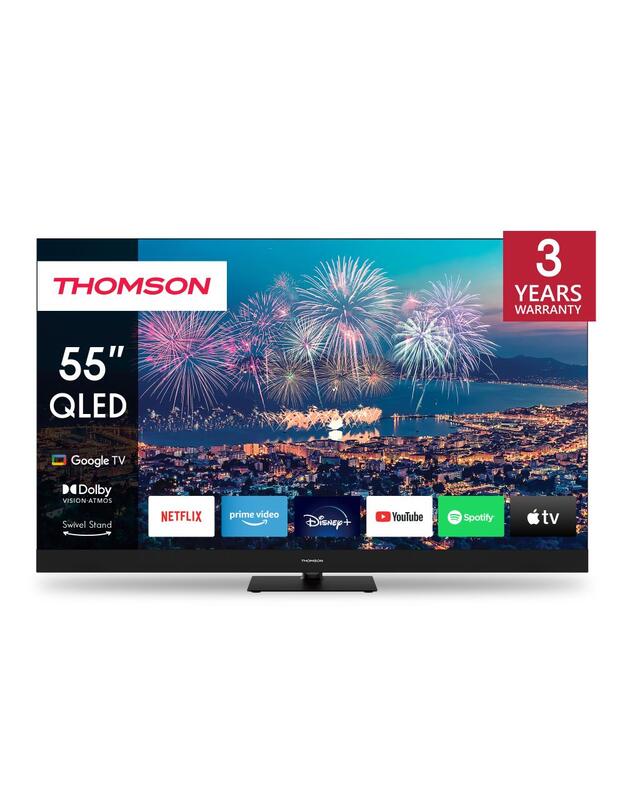 TV Set|THOMSON|55 |4K/Smart|QLED|3840x2160|Wireless LAN|Bluetooth|Google TV|Black|55QG6C14