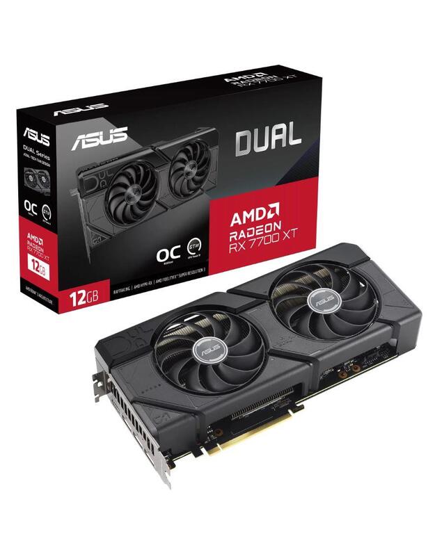 Graphics Card|ASUS|AMD Radeon RX 7700 XT|12 GB|GDDR6|192 bit|PCIE 4.0 16x|Dual Slot Fansink|1xHDMI|3xDisplayPort|DUAL-RX7700XT-O12G