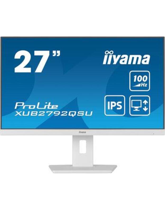 LCD Monitor|IIYAMA|27 |Business|Panel IPS|2560x1440|16:9|100Hz|Matte|0.4 ms|Speakers|Swivel|Pivot|Height adjustable|Tilt|Colour White|XUB2792QSU-W6