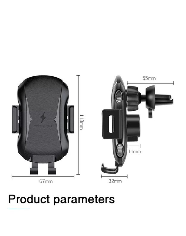 Techsuit CAPD032 universalus automobilinis telefono laikiklis su belaidžiu įkrovimu, 10W, juodas