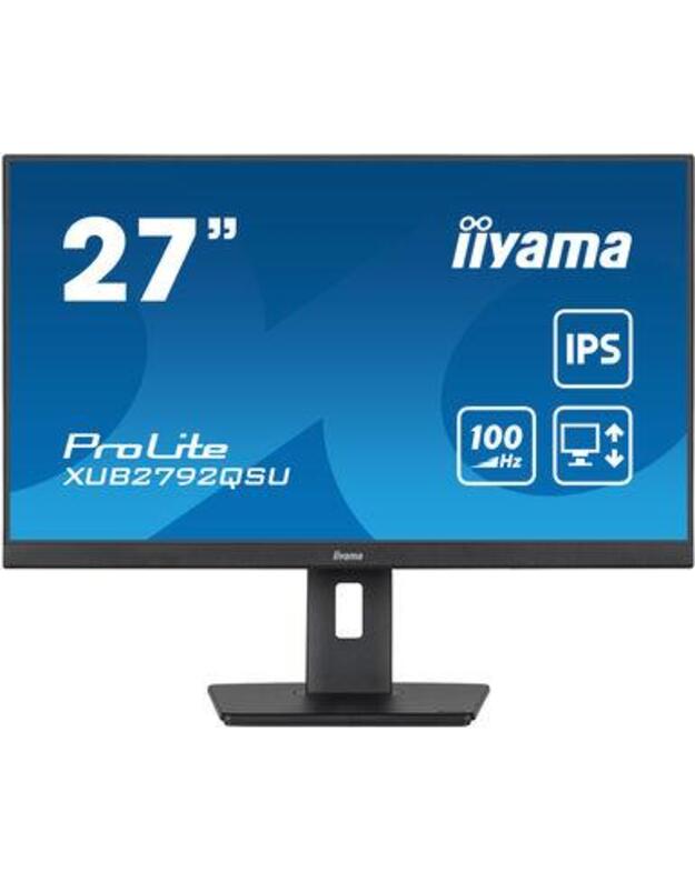 LCD Monitor|IIYAMA|27 |Business|Panel IPS|2560x1440|16:9|100Hz|Matte|0.4 ms|Speakers|Swivel|Pivot|Height adjustable|Tilt|Colour Black|XUB2792QSU-B6