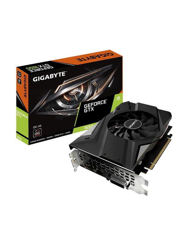 Graphics Card|GIGABYTE|NVIDIA GeForce GTX 1650|4 GB|GDDR6|128 bit|PCIE 3.0 16x|Memory 12000 MHz|GPU 1620 MHz|Single Slot Fansink|1xDVI-D|1xHDMI|1xDisplayPort|GV-N1656OC-4GD4.0