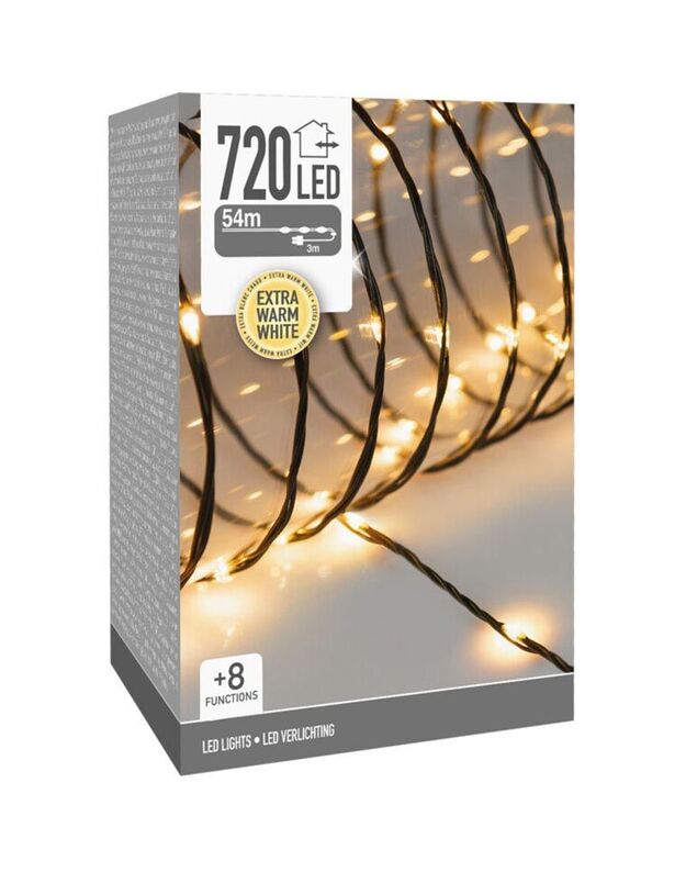 Led girlianda Christmas lights 720 LEDs, 54m, extra šiltai balta