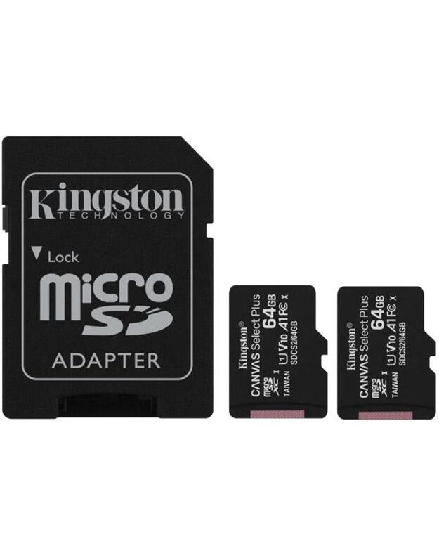 MEMORY MICRO SDXC 64GB UHS-I/2PACK SDCS2/64GB-2P1A KINGSTON