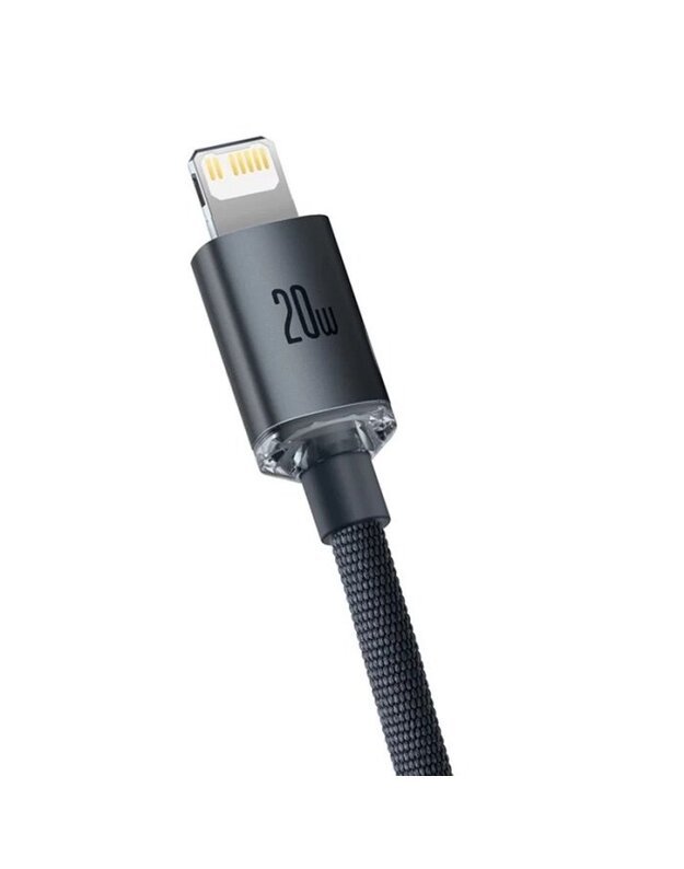 „Baseus Type-C“ – „Lightning Cable“, „Crystal Shine“ serijos greito įkrovimo laidas, 20 W 2 m, juodas (CAJY000301)