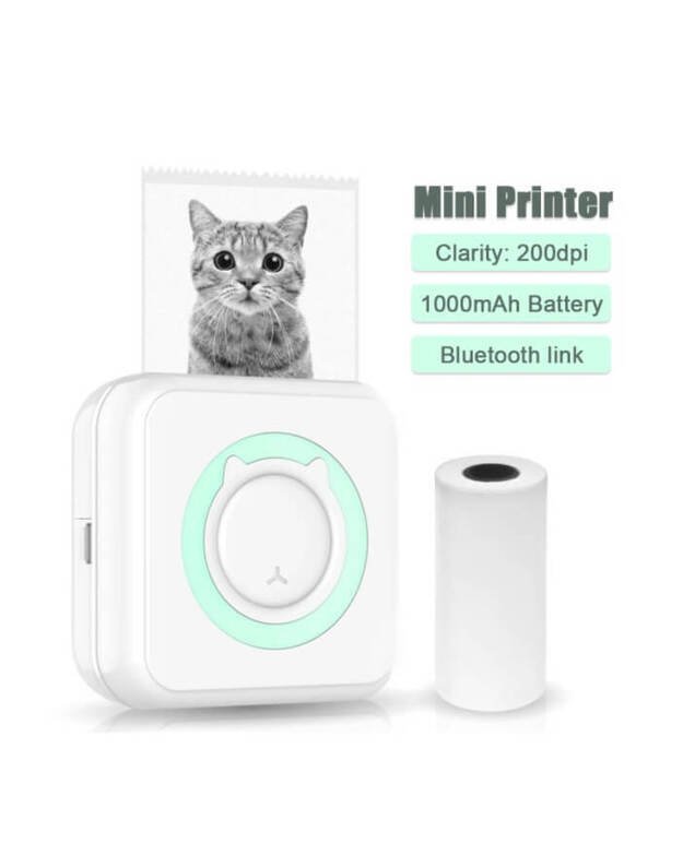 Nešiojamas vaikiškas terminis spausdintuvas Cat Mini Printer, rožinis