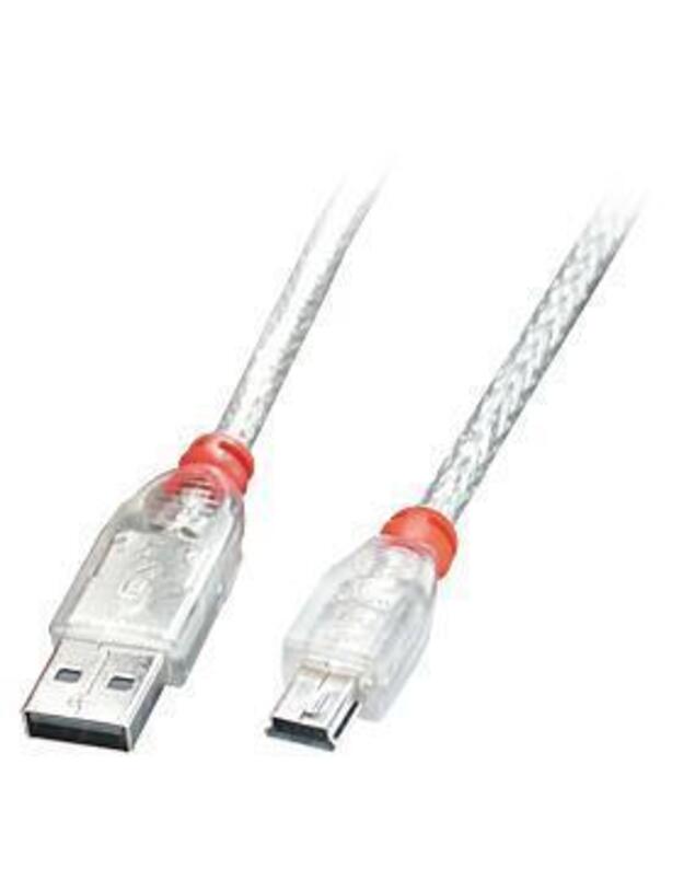 CABLE USB2 A TO MINI-B 0.2M/TRANSPARENT 41780 LINDY