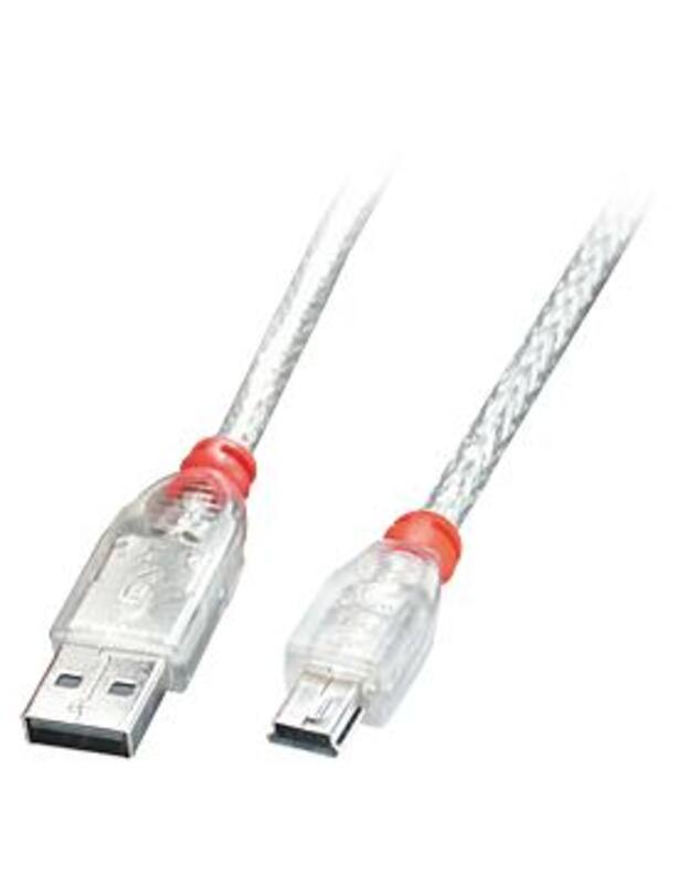 CABLE USB2 A TO MINI-B 2M/TRANSPARENT 41783 LINDY