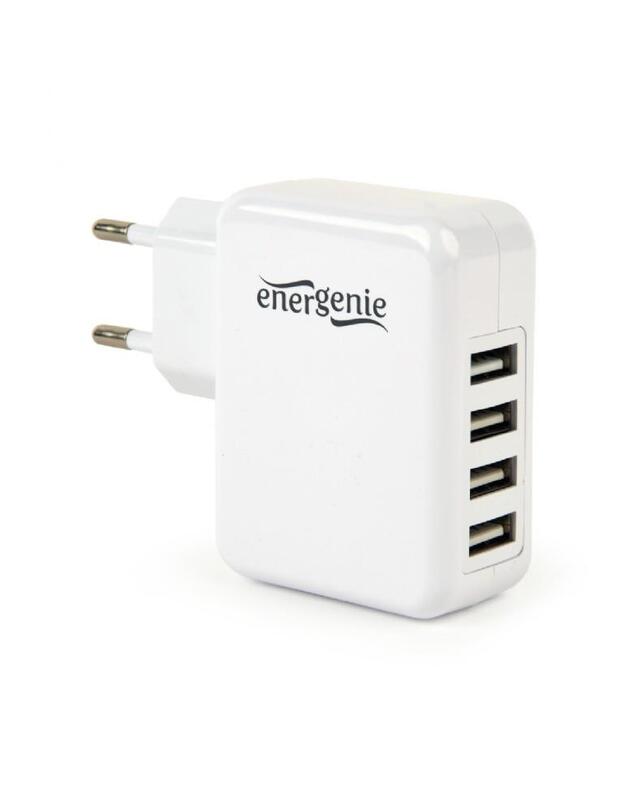 CHARGER USB UNIVERSAL WHITE/4PORT EG-U4AC-02 GEMBIRD