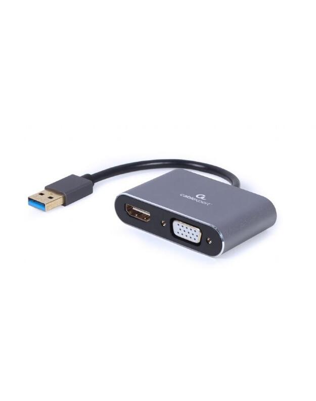 I/O ADAPTERIS USB3 PRIE HDMI/VGA/GREY A-USB3-HDMIVGA-01 GEMBIRD