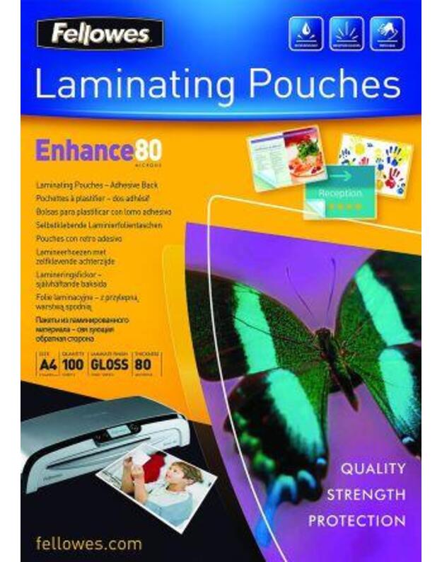 LAMINATOR POUCH ADHESIVE BACK/A4 80 100PCS 5302202 FELLOWES