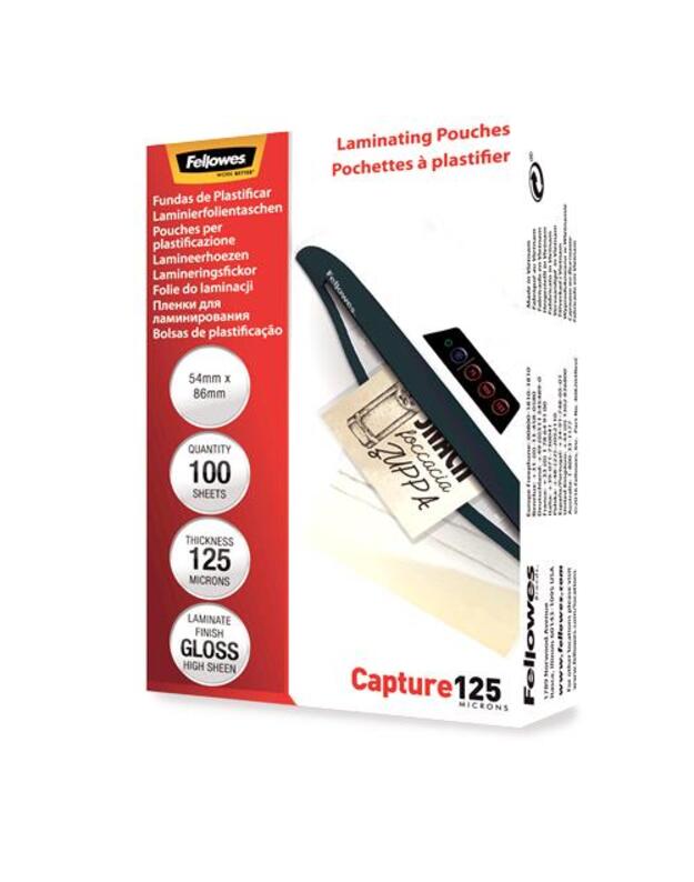 LAMINATOR POUCH GLOSSY CARD/125 100PCS 5306302 FELLOWES