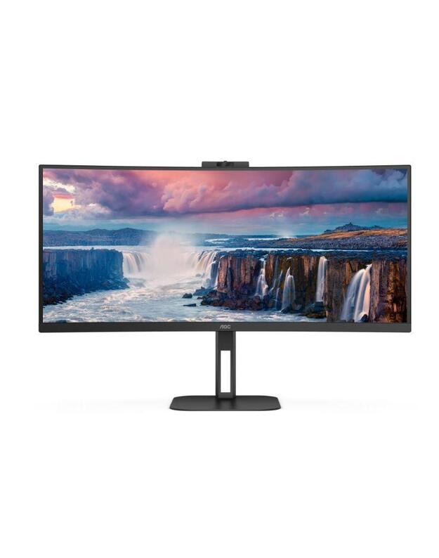 LCD Monitor|AOC|CU34V5CW/BK|34 |Curved/21 : 9|Panel VA|3440x1440|21:9|100Hz|Matte|1 ms|Speakers|Camera|Swivel|Height adjustable|Tilt|Colour Black|CU34V5CW/BK