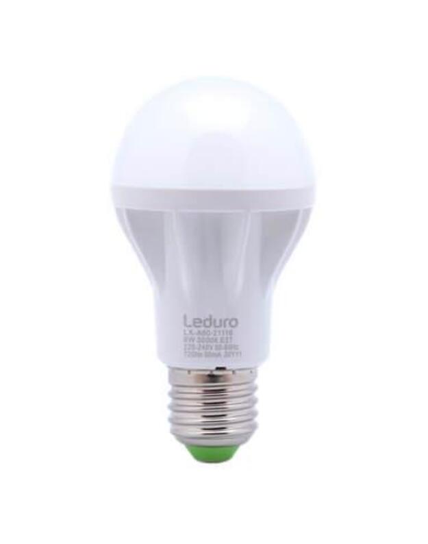 LIGHT BULB LED E27 3000K 6W/720LM 220 A60 21116 LEDURO