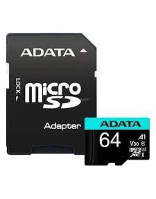 MEMORY MICRO SDXC 64GB W/ADAP./AUSDX64GUI3V30SA2-RA1 ADATA