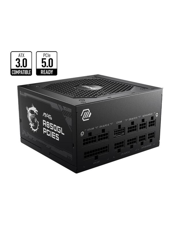 Power Supply|MSI|850 Watts|Efficiency 80 PLUS GOLD|PFC Active|MAGA850GLPCIE5