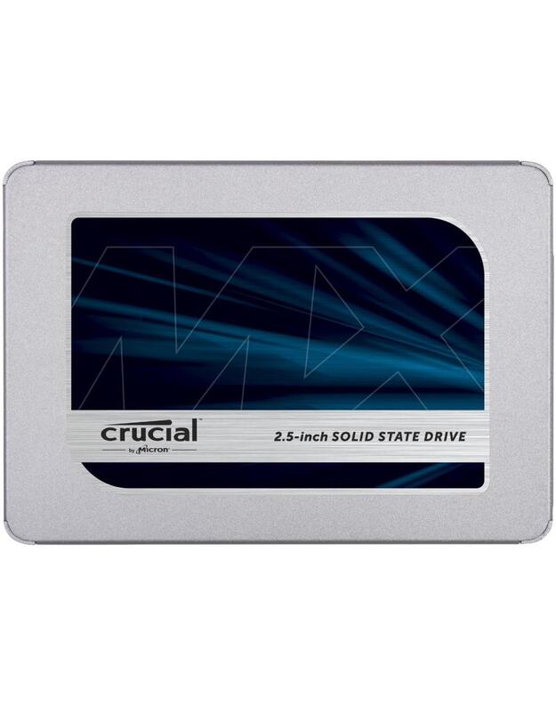 SSD|CRUCIAL|MX500|1TB|SATA 3.0|TLC|Rašymo greitis 510 MB/sek|Nuskaitymo greitis 560 MB/sek|2,5