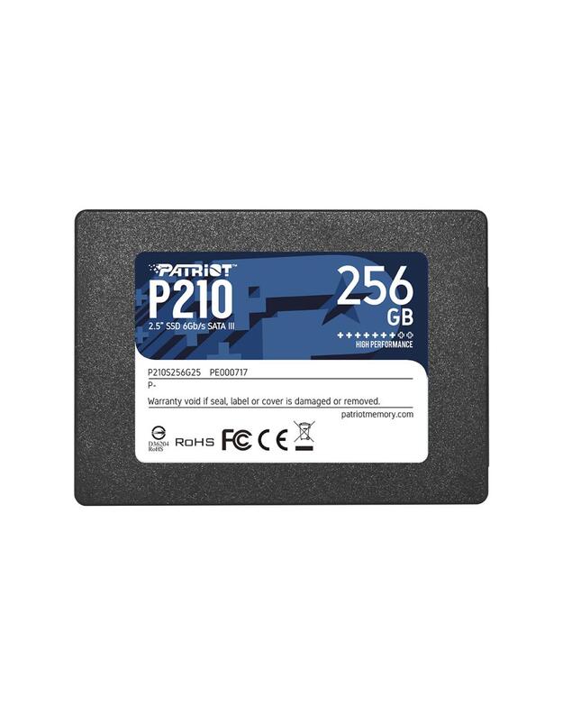 SSD|PATRIOT|P210|256GB|SATA 3.0|Rašymo greitis 400 MB/sek|Nuskaitymo greitis 500 MB/sek|2,5