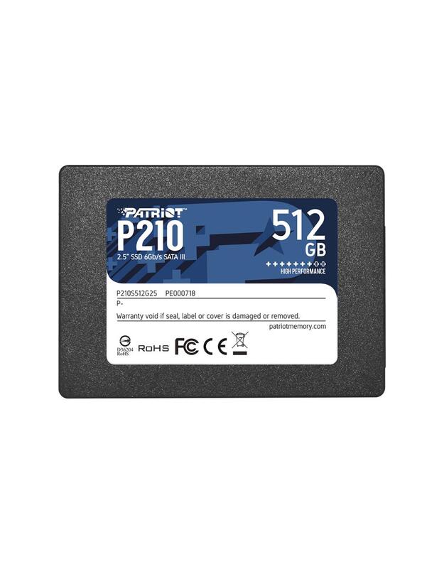 SSD|PATRIOT|P210|512GB|SATA 3.0|Rašymo greitis 430 MB/sek|Nuskaitymo greitis 520 MB/sek|2,5