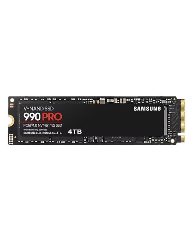 SSD|SAMSUNG|990 PRO|4TB|M.2|PCIe Gen4|NVMe|TLC|Write speed 6900 MBytes/sec|Read speed 7450 MBytes/sec|2.3mm|TBW 2400 TB|MTBF 1500000 hours|MZ-V9P4T0BW