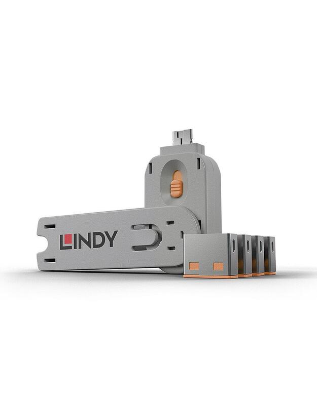 USB PORT BLOCKER 4PACK/ORANGE 40453 LINDY