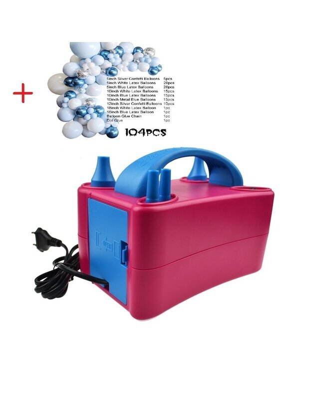 Elektrinė balionų pompa, 400W + balionų rinkinys Macaron Baloon set (104pcs)