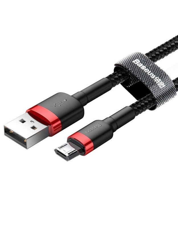 Baseus Cafule QC3.0 1.5A 2M USB / micro laidas, juoda - raudona
