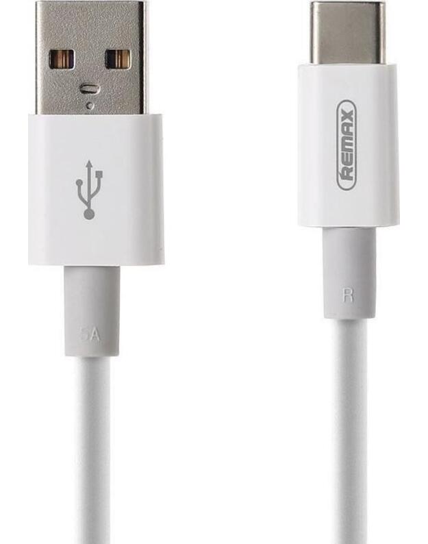 USB Type-C 5A laidas Remax FastCharging, baltas 1.0m