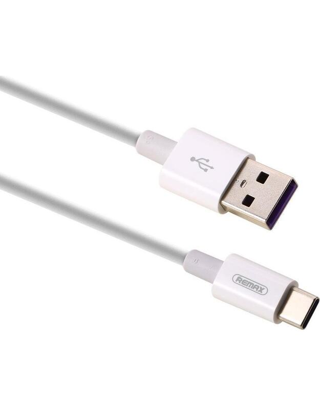 USB Type-C 5A laidas Remax FastCharging, baltas 1.0m